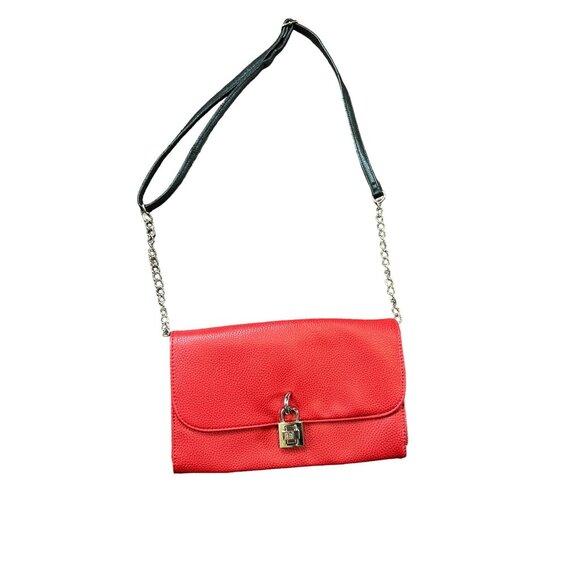 Steve Madden Red Crossbody Bag With Chain Strap & Lock Closure - Picture 1 of 10
